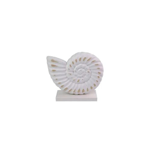 19CM BEACH MDF ORNAMENT - WHITE SHELL