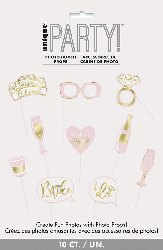 UNIQUE PARTY - BRIDE TO BE FOIL PHOTO PROPS - PACK OF 10