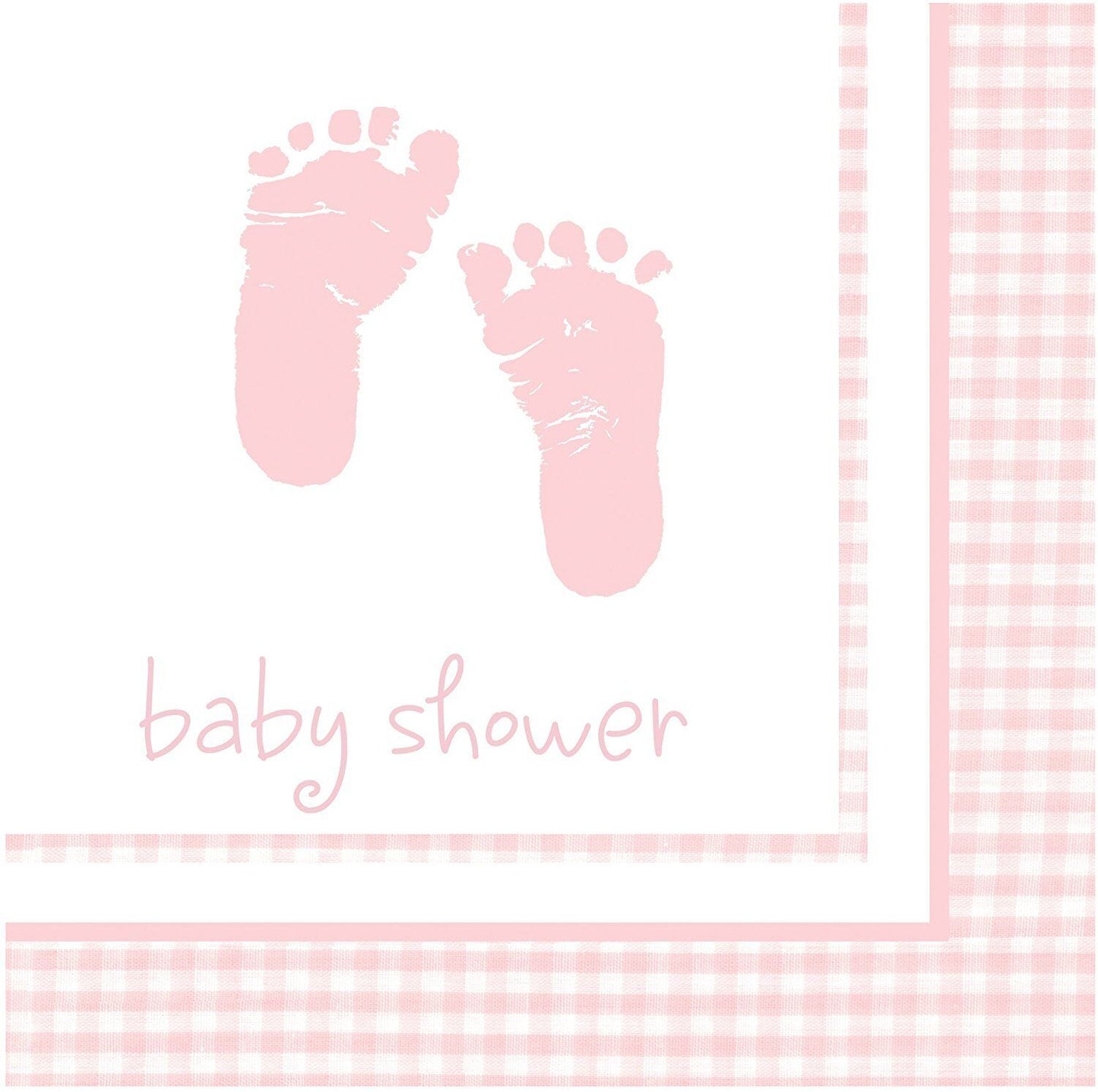 BABY SHOWER PLAID BABY GIRL BEVERAGE NAPKINS - PACK OF 16