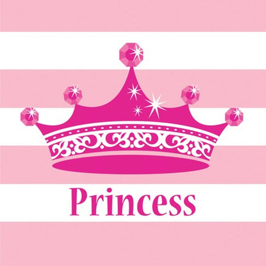 PINK PRINCESS ROYALTY BEVERAGE NAPKINS - PACK OF 16