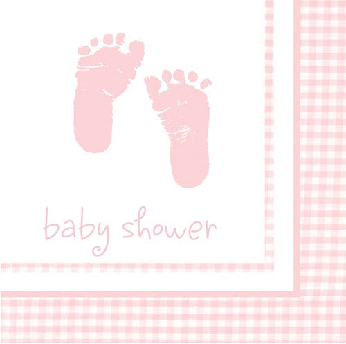 BABY SHOWER PLAID BABY GIRL LUNCH NAPKINS - PACK OF 16