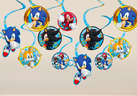SONIC THE HEDGEHOG HANGING SWIRL DECORATIONS - 12 PIECES