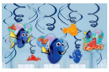 DISNEY FINDING DORY HANGING SWIRL DECORATIONS - 12 PIECES