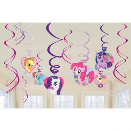 MY LITTLE PONY HANGING SWIRL DECORATIONS - 12 PIECES