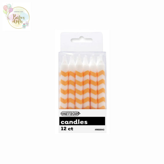 YELLOW CHEVRON CANDLES - PACK OF 12