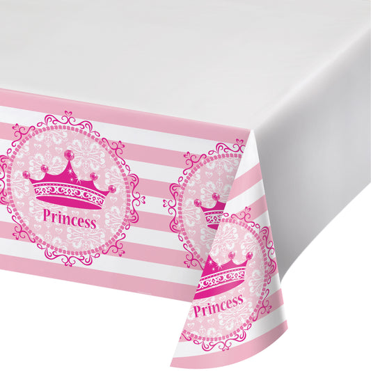 PINK PRINCESS ROYALTY PLASTIC TABLECOVER 121.92CM x 223.52CM