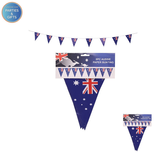 AUSTRALIA DAY FLAG PAPER BUNTING DECORATION WITH 8 FLAGS