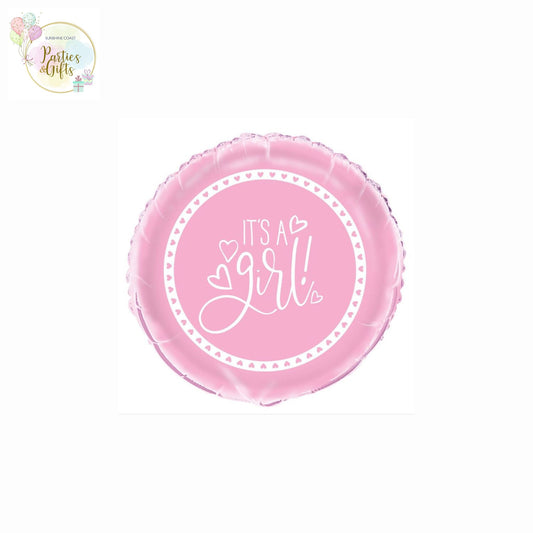 BABY SHOWER HEARTS PINK IT'S A GIRL FOIL BALLOON - 45CM