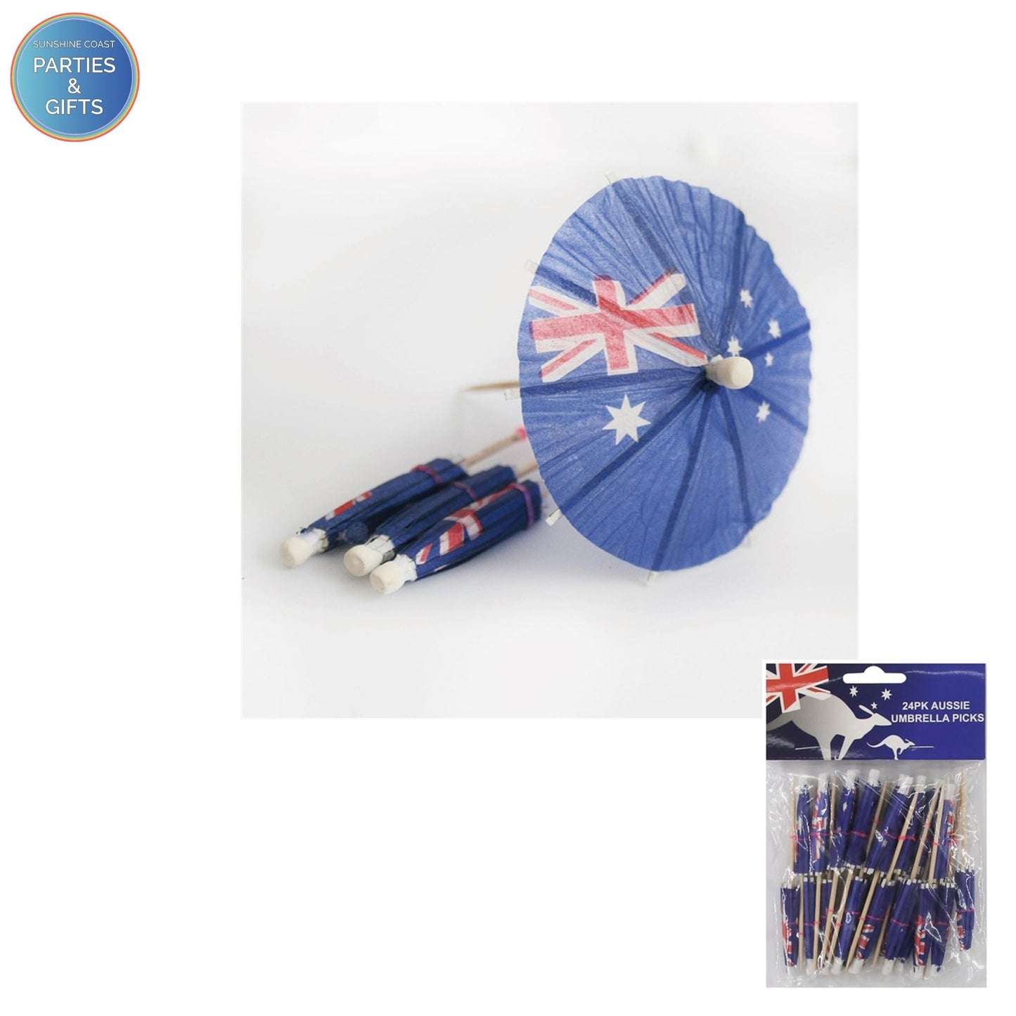 AUSTRALIAN - AUSSIE UMBRELLA PICKS - PACK OF 24