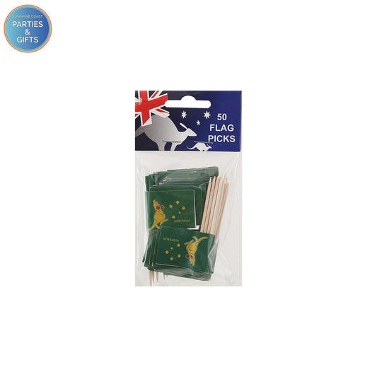 AUSTRALIAN BOXING KANGAROO FLAG PICKS - PACK OF 50