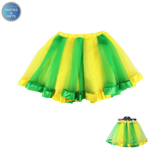 ADULT GREEN & GOLD POLYESTER 3 LAYER TUTU