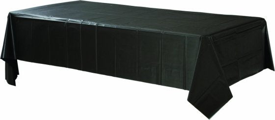 JET BLACK PLASTIC TABLECOVER - 137CM X 274CM