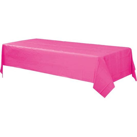 BRIGHT PINK PLASTIC TABLECOVER - 137CM X 274CM