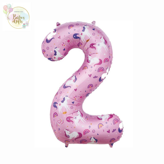GIANT FOIL BALLOON - UNICORN NUMBER 2 - 86CM