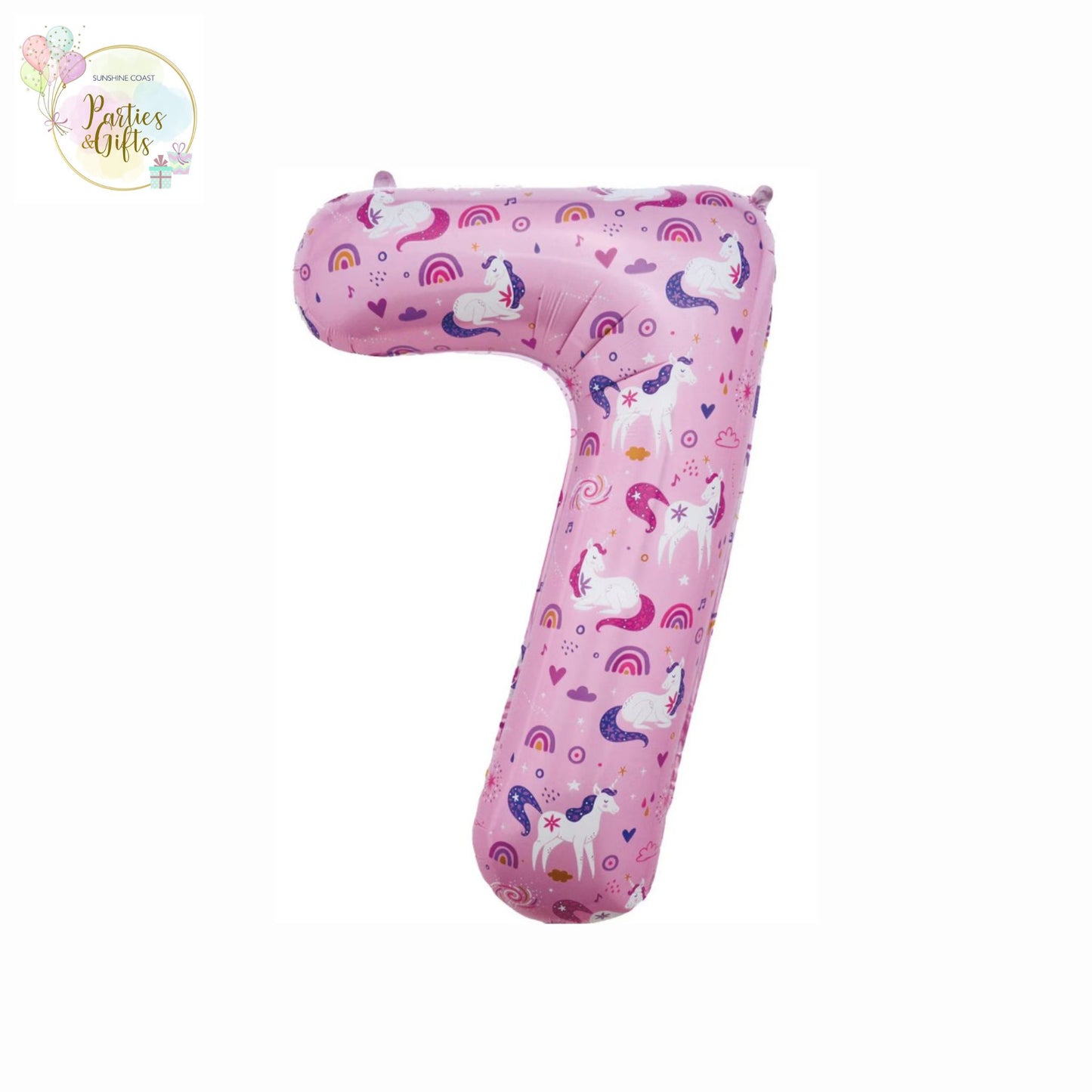GIANT FOIL BALLOON - UNICORN NUMBER 7 - 86CM