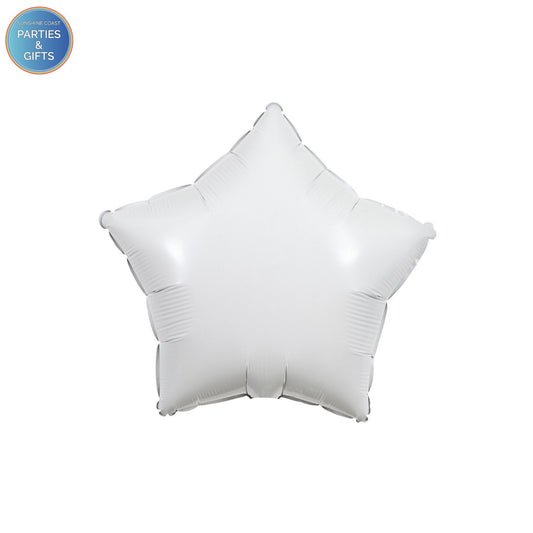 WHITE STAR FOIL BALLOON - 45.7CM