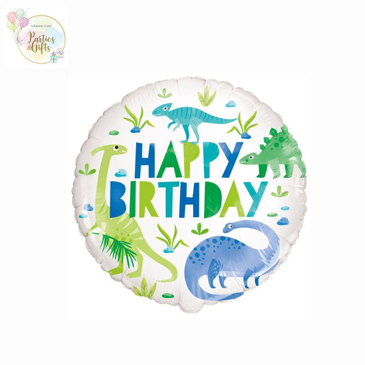 HAPPY BIRTHDAY DINOSAUR FOIL BALLOON - 45CM