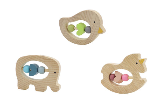 KAPER KIDZ WOODEN ANIMAL RATTLE