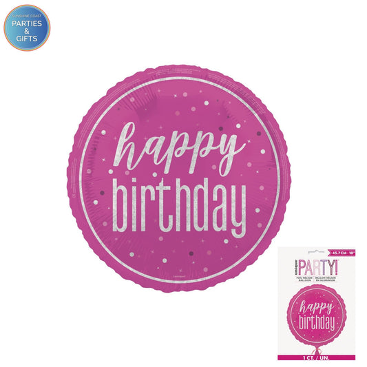 PINK HAPPY BIRTHDAY FOIL BALLOON - 45.7CM