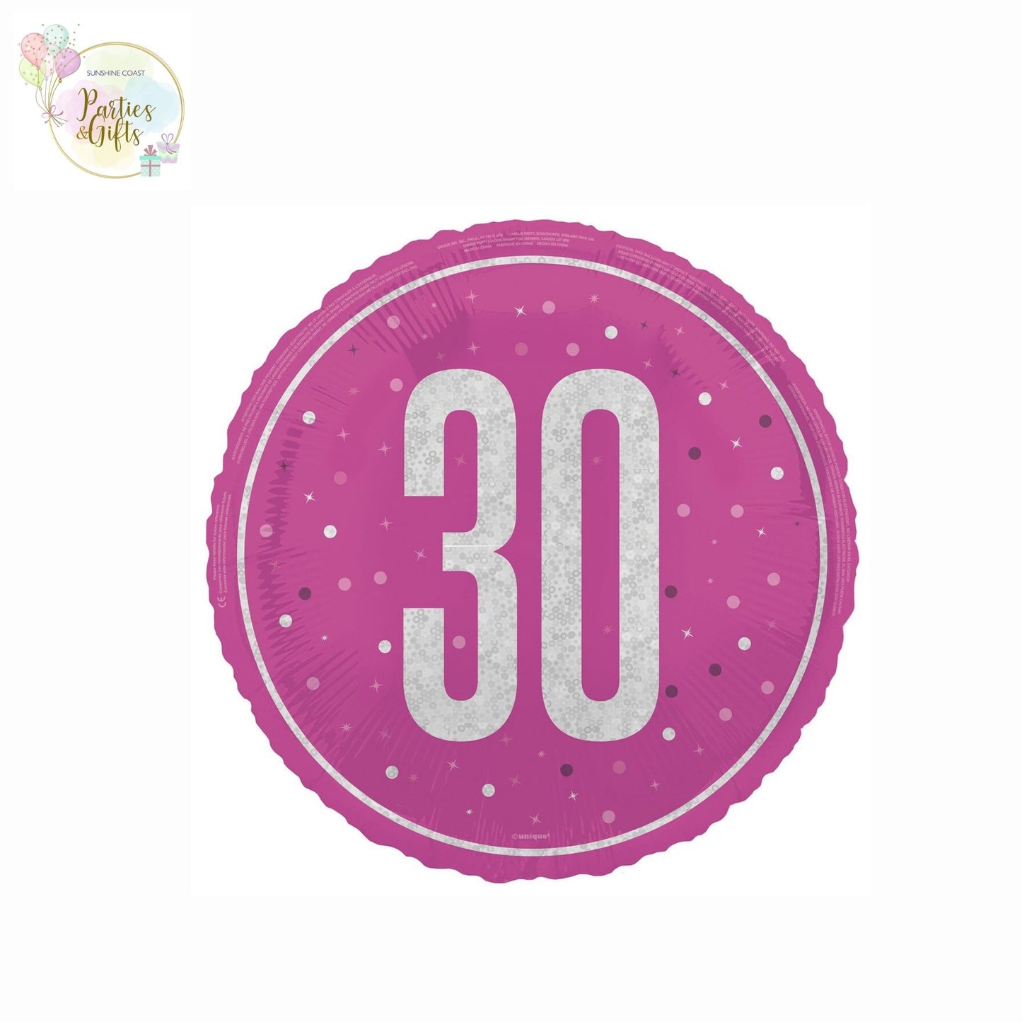PINK 30TH BIRTHDAY FOIL BALLOON - 45.7CM