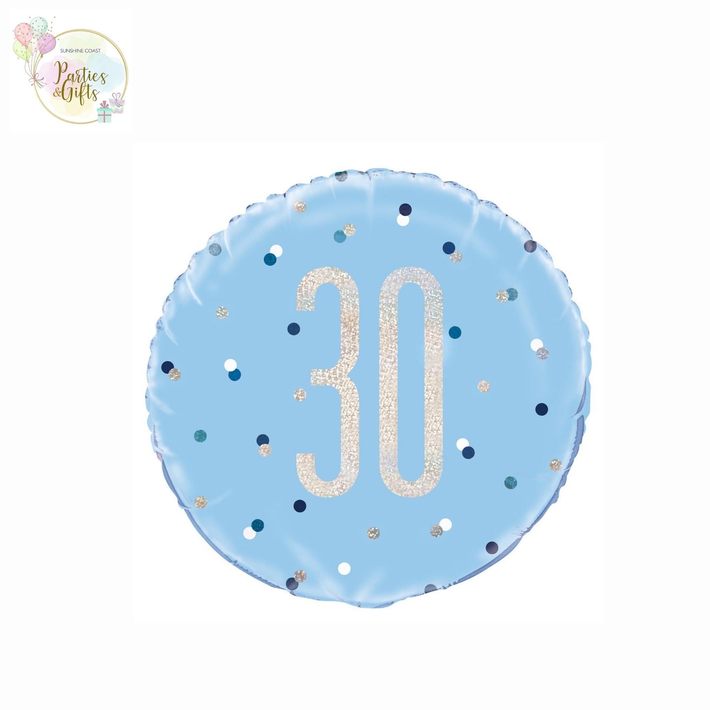 LIGHT BLUE 30TH BIRTHDAY FOIL BALLOON - 45.7CM