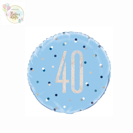 LIGHT BLUE 40TH BIRTHDAY FOIL BALLOON - 45.7CM