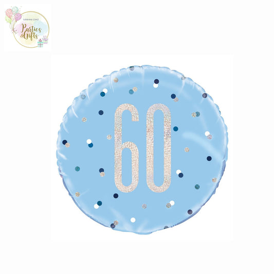 LIGHT BLUE 60TH BIRTHDAY FOIL BALLOON - 45.7CM