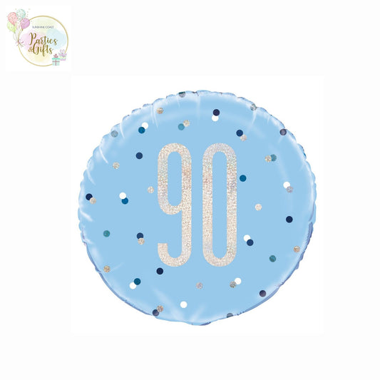 LIGHT BLUE 90TH BIRTHDAY FOIL BALLOON - 45.7CM