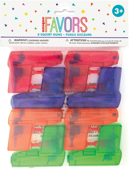 PARTY FAVOURS - SQUIRT GUNS - PACK OF 8