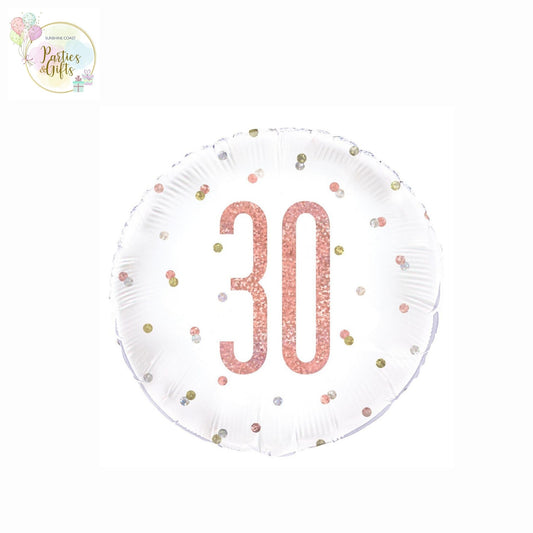 ROSE GOLD 30TH BIRTHDAY FOIL BALLOON - 45.7CM