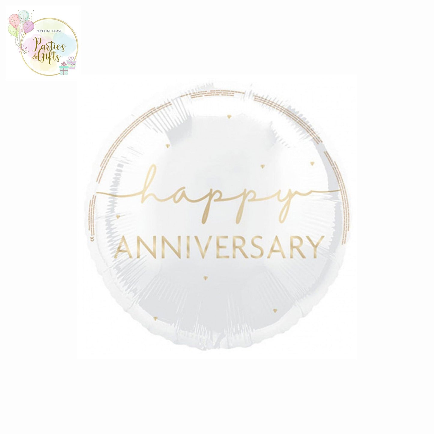 GOLD & WHITE HAPPY ANNIVERSARY FOIL BALLOON - 45CM