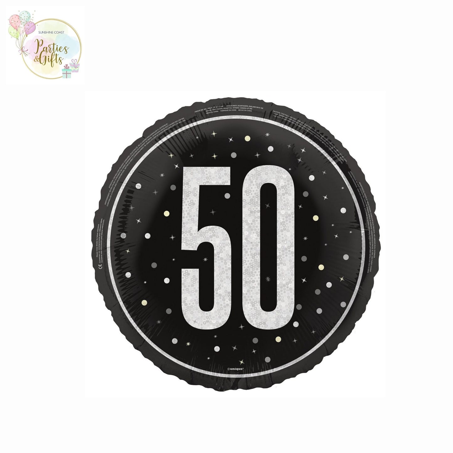 BLACK 50TH BIRTHDAY FOIL BALLOON - 45.7CM