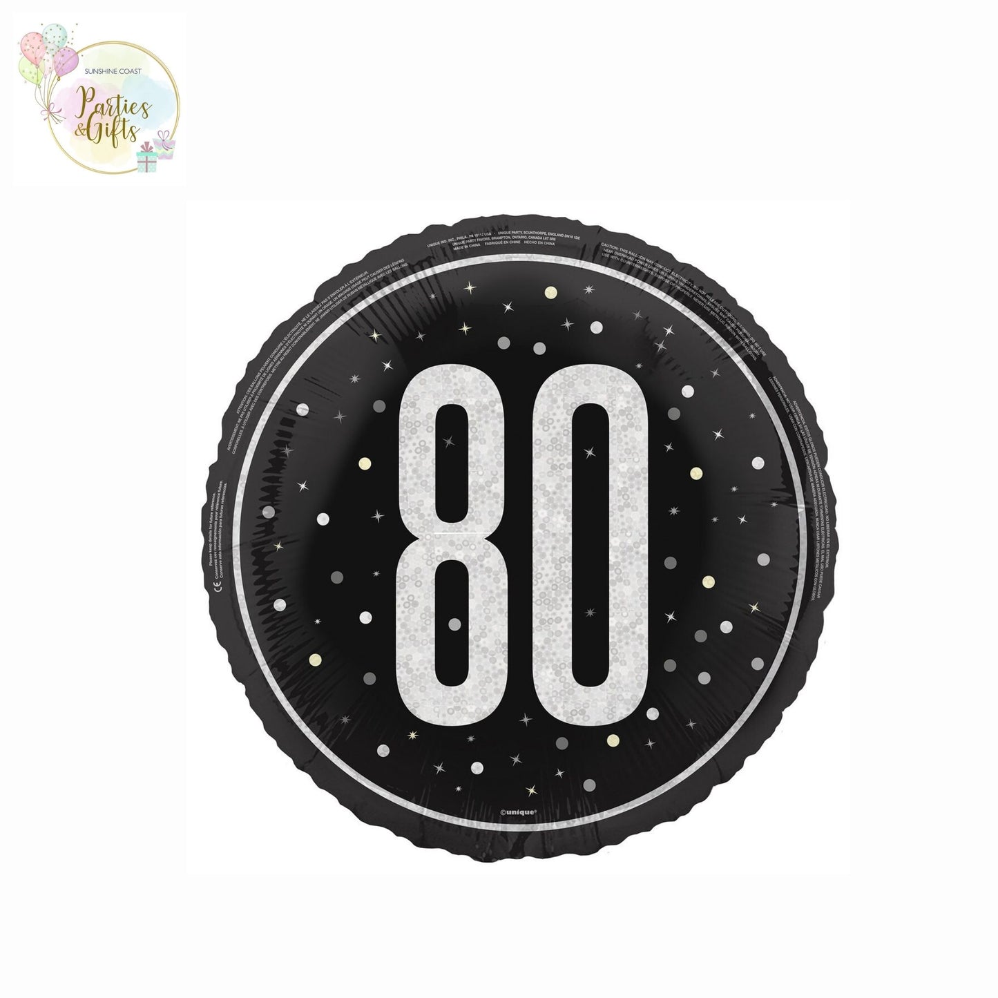 BLACK 80TH BIRTHDAY FOIL BALLOON - 45.7CM