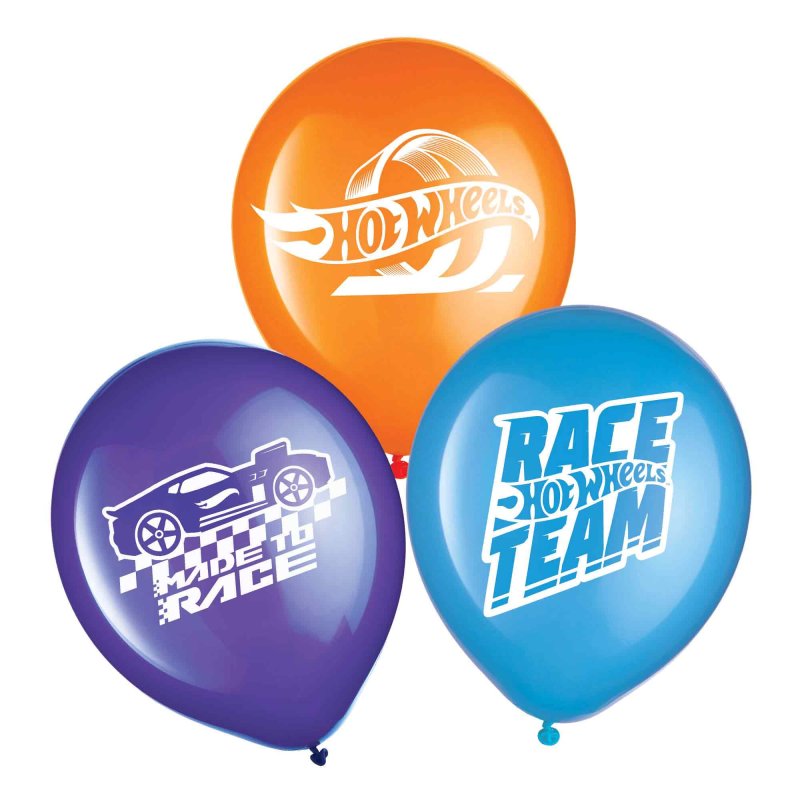 HOT WHEELS LATEX BALLONS 30.4CM - PACK OF 6