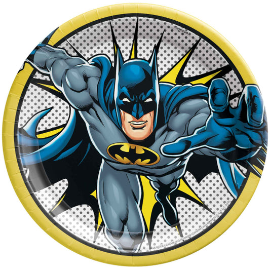 BATMAN ROUND PAPER PLATES 23CM - PACK OF 8