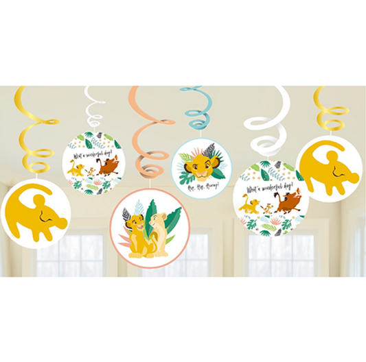 THE LION KING HANGING SWIRL DECORATIONS - 12 PIECES