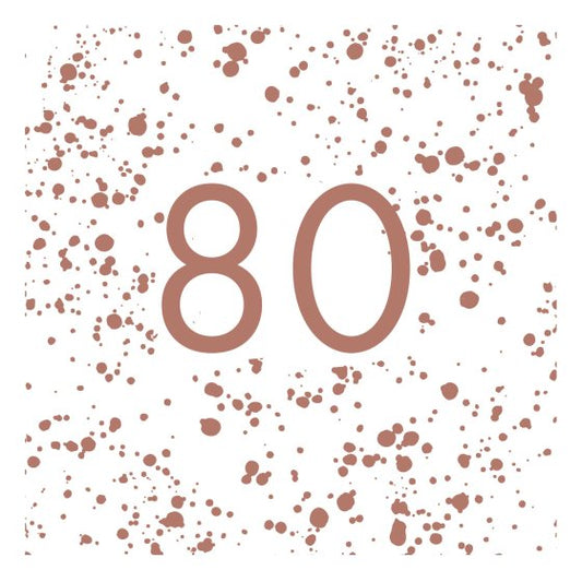 ROSE GOLD AND WHITE 80TH BIRTHDAY LUNCH NAPKINS - PACK OF 16