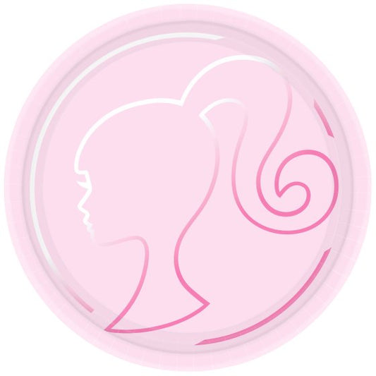 BARBIE HEAD ROUND PAPER PLATES 23CM - PACK OF 8