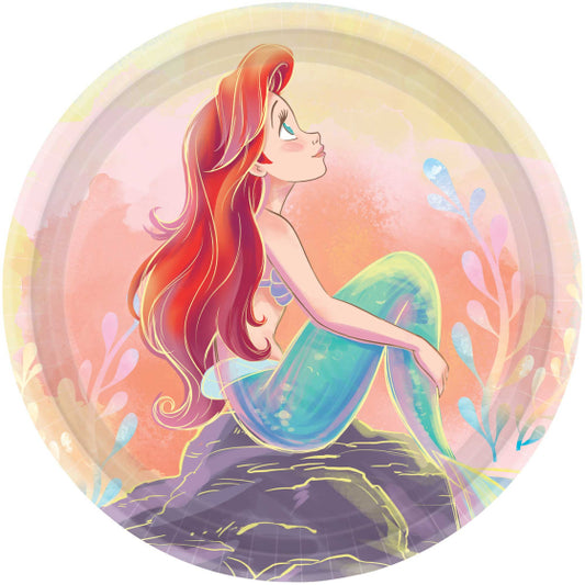 DISNEY PRINCESS THE LITTLE MERMAID ROUND PAPER LUNCH PLATES 17.8CM - PACK OF 8