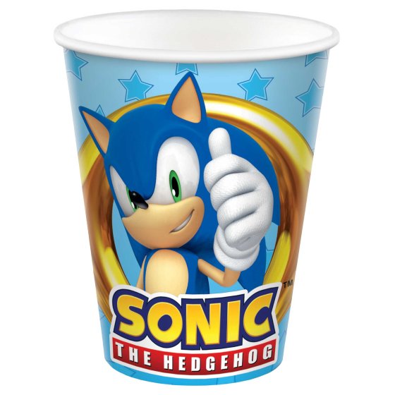 SONIC THE HEDGEHOG 266ML PAPER CUPS - PACK OF 8