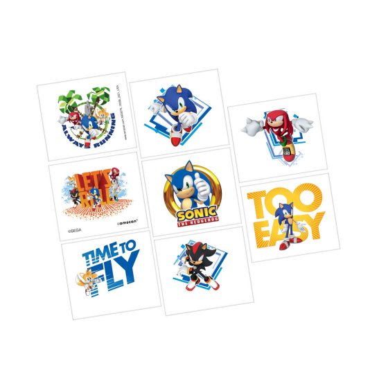 SONIC THE HEDGEHOG TEMPORARY TATTOOS - PACK OF 8