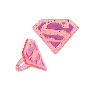 SUPERGIRL CUPCAKE RINGS - PACK OF 12