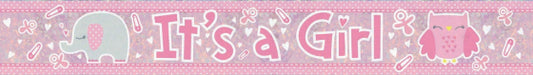 IT'S A GIRL BABY SHOWER FOIL BANNER - 2.7M