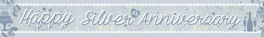 HAPPY SILVER ANNIVERSARY FOIL BANNER - 2.7M
