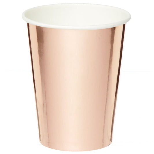 AMSCAN ROSE GOLD 250ML PAPER CUPS - PACK OF 8