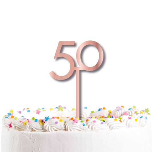 ROSE GOLD 50TH ACRYLIC CAKE TOPPER