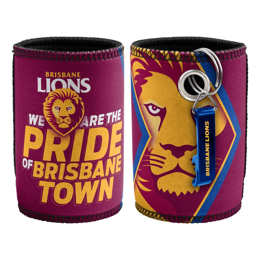 AFL BRISBANE LIONS CAN COOLER WITH BOTTLE OPENER