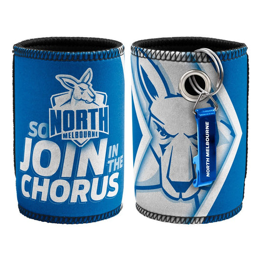 AFL NORTH MELBOURNE KANGAROOS CAN COOLER WITH BOTTLE OPENER