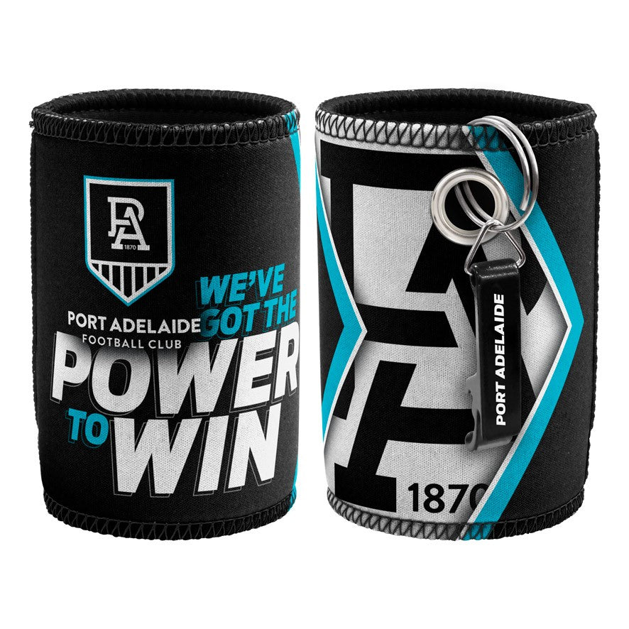 AFL PORT ADELAIDE POWER CAN COOLER WITH BOTTLE OPENER