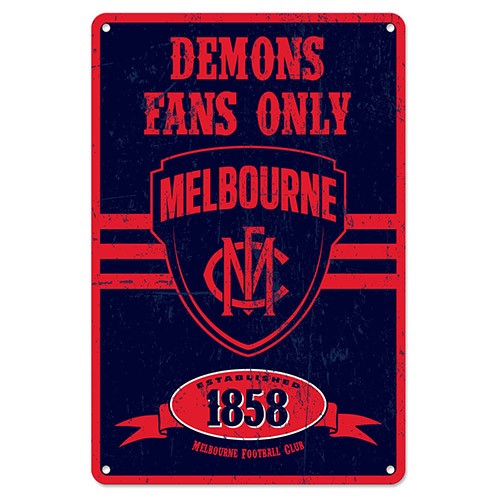 AFL MELBOURNE DEMONS RETRO METAL SIGN